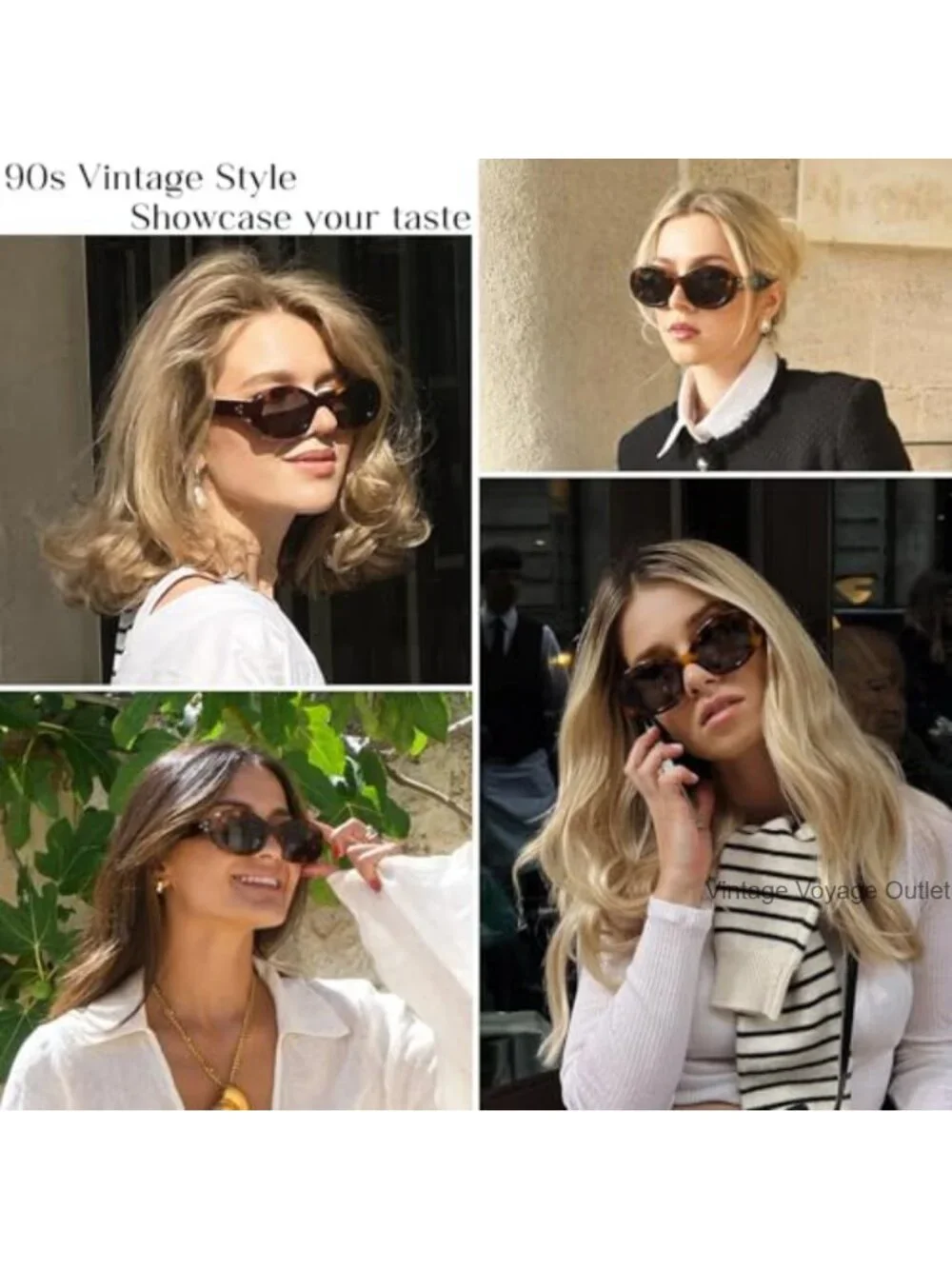 Oval Sunglasses for Women 90s Vintage Chunky Frame UV400